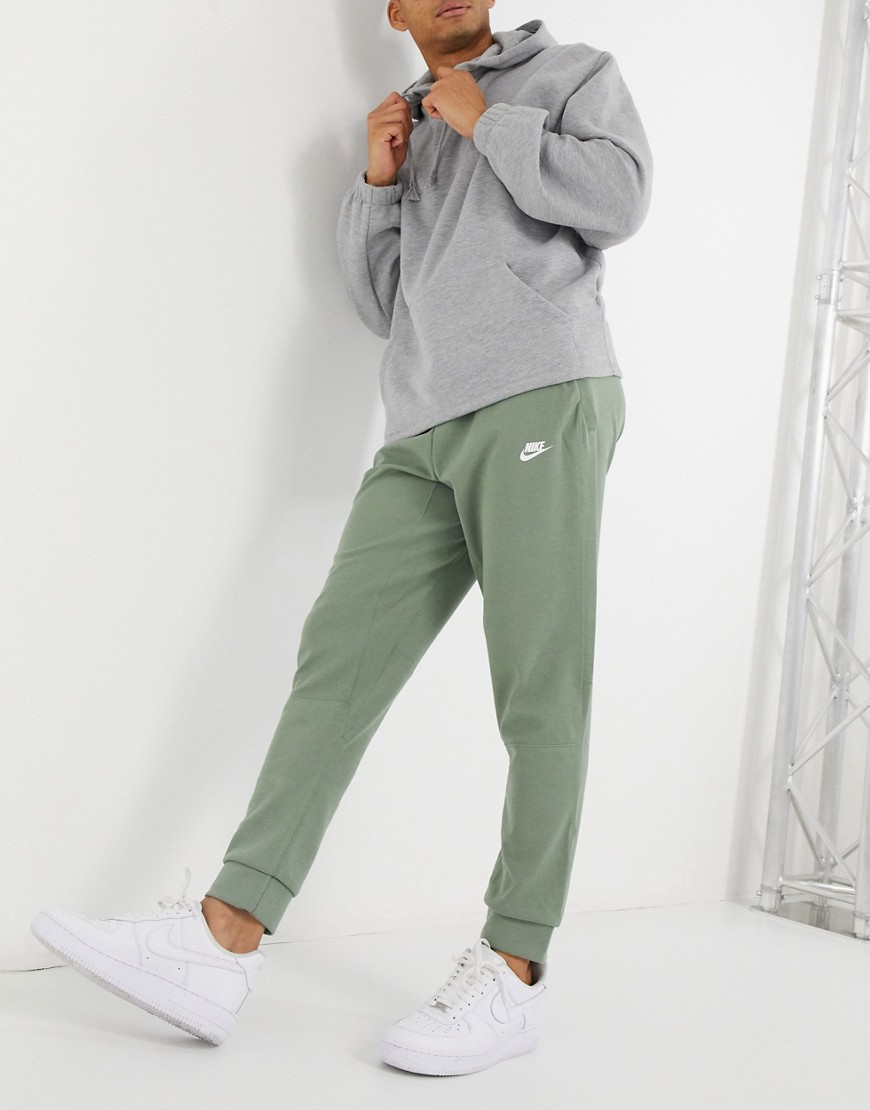 Nike Modern premium double knit fleece joggers in sage green-White