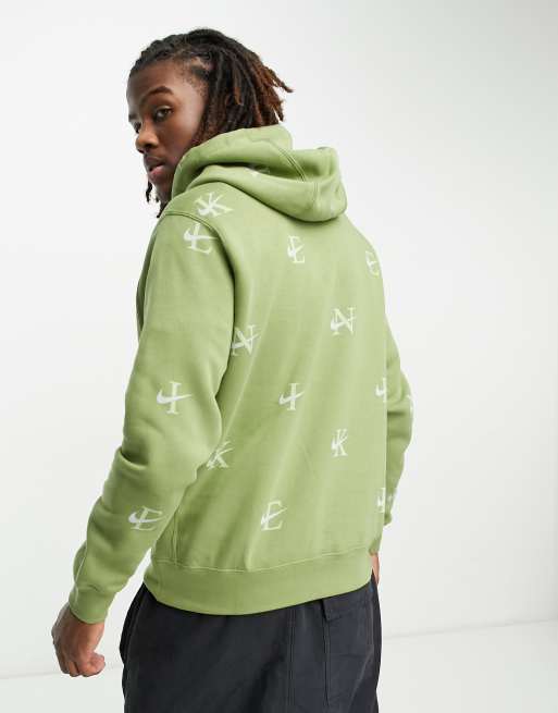 Nike Monogram Print Hoodie in University Red