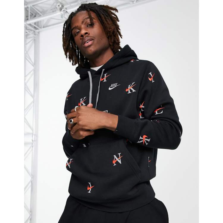 Nike Monogram print hoodie in black