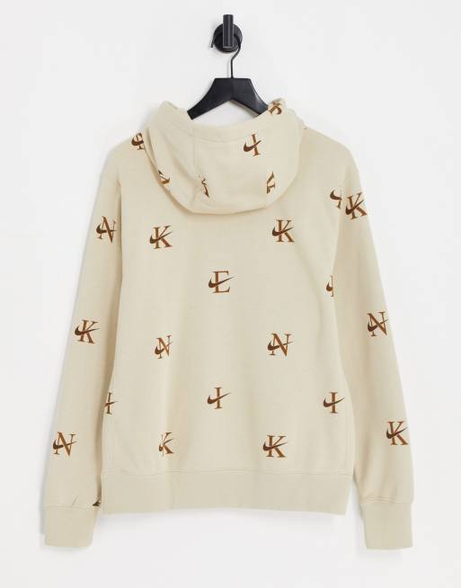 Nike Monogram print hoodie in rattan