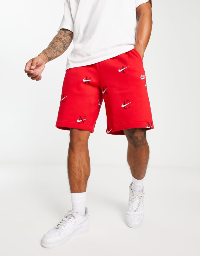 Nike Monogram print shorts in university red