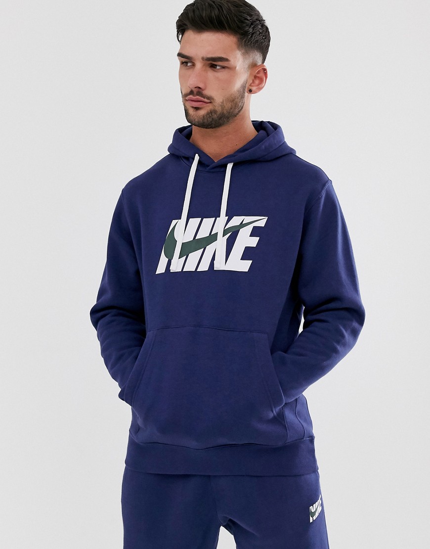 Nike – Mörkblå träningsoverall med swoosh-logga-Marinblå