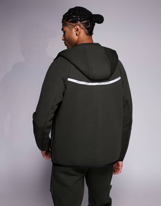 Nike – Mörkgrön huvtröja i teknisk fleece med dragkedja och reflexer, 3 av 5
