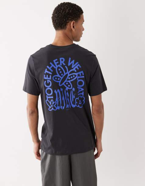 Nike – Mörkt marinblå t-shirt med Together We Float-tryck baktill - view 1