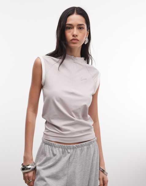 Nike - Mouwloze top met rits in lila - view 1