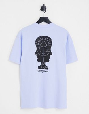 Nike Move to Zero cotton blend heavyweight oversized back print t-shirt in light marine blue - MBLUE