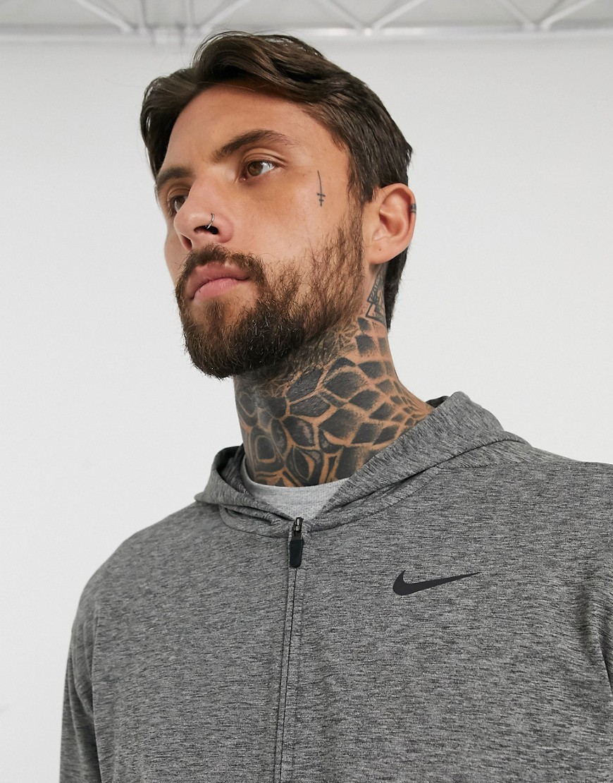 Nike - Mørkegrå yogahættetrøje med lynlås