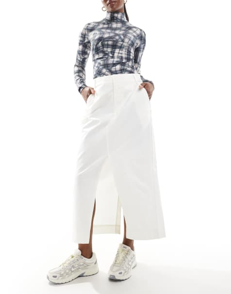 Nike – MSC – Gräddvit maxikjol i twill - view 1