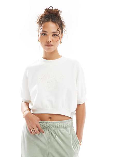 Nike - MSC - T-shirt crop top en molleton - Crème - view 1