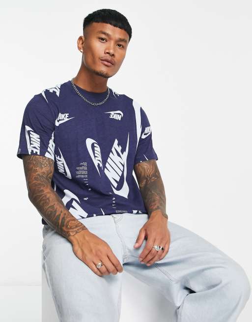 Nike Multi Futura all over print t-shirt in navy | ASOS