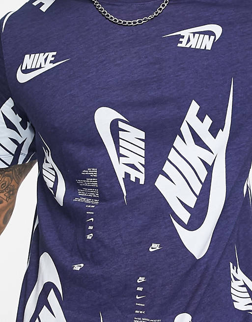 Nike Multi Futura all over print t-shirt in navy | ASOS