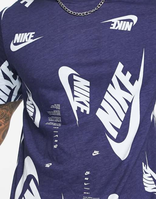 Nike Multi Futura all over print t-shirt in navy | ASOS