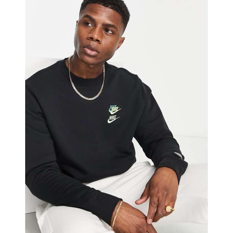 Nike Multi Futura crew neck sweatshirt in black ASOS