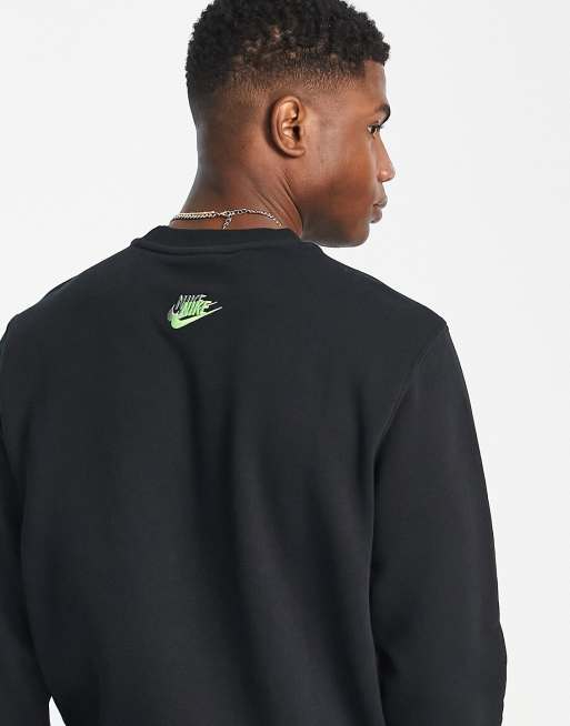 cine Mojado Barra oblicua Nike Multi Futura crew neck sweatshirt in black | ASOS