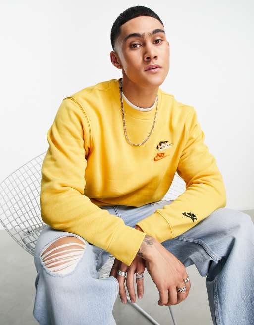 Nike yellow crew neck sweatshirt hot sale