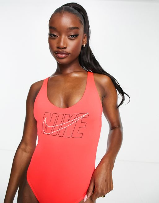 Nike red cheap one piece swimsuit