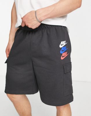 Nike multi logo shorts in smoke grey