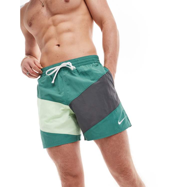 Nike Multi Logo Vortex 5 inch volley colourblock swim shorts in