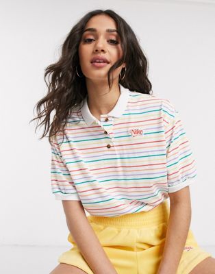 striped cropped polo shirt