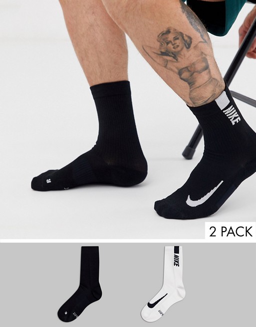 Nike Multiplier socks 2 pack in black and white | ASOS
