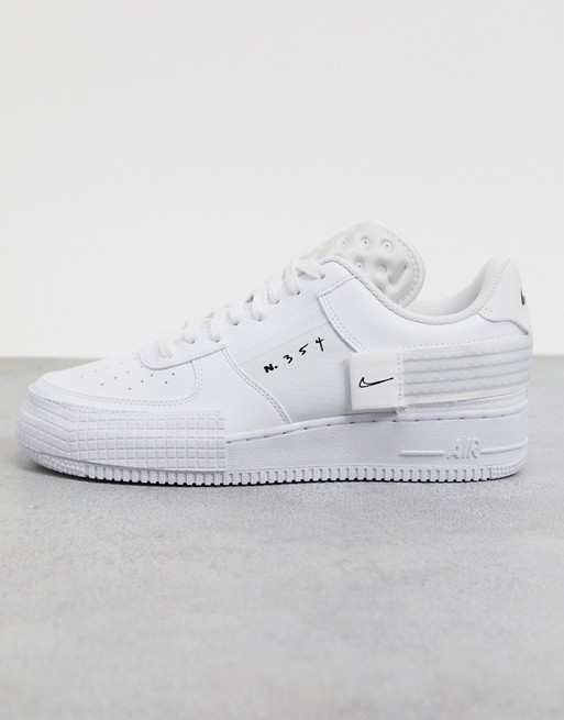 Nike N. 354 Air Force 1 Type trainers in triple white