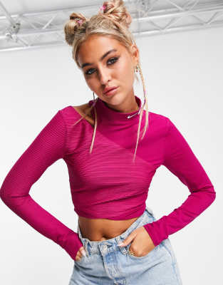 Nike Nike Naomi Osaka asymmetric long sleeve top in dynamic berry-Pink