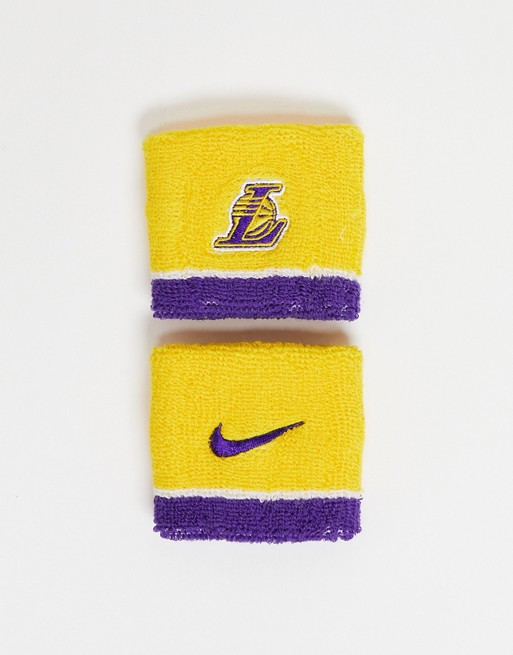 Nike NBA Lakers wristbands in yellow