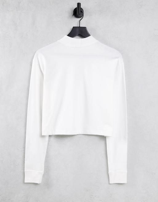 Nike necklace detail mock-neck long sleeve T-shirt in white, 2 of 4