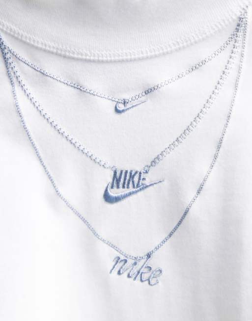 Nike detail mock-neck long sleeve T-shirt in white ASOS