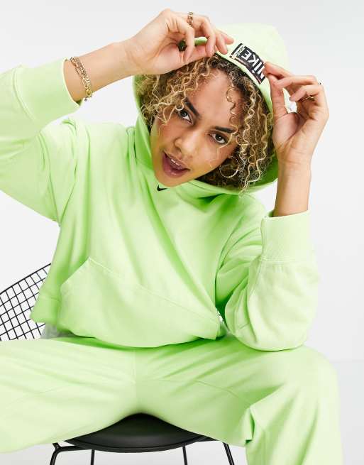 Nike – Neongrön blekt huvtröja, 3 av 4