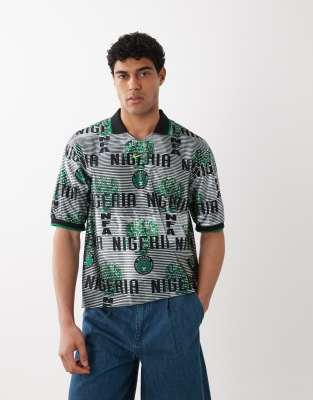 Nike Football Nike Nigeria World Cup 26 retro heavyweight print jersey in grey