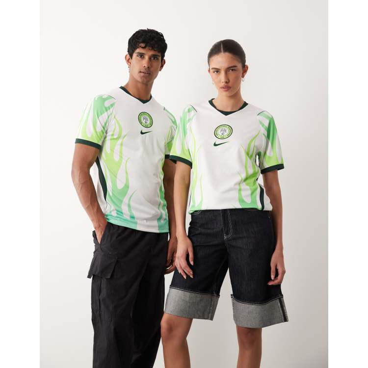 Nike Nigeria World Cup short sleeve away jersey in white and green
