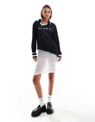 Nike Nike NSW Collection Jacquard long sleeve jersey top in black