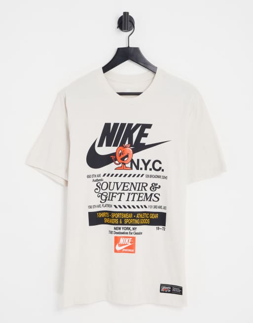 Nike NYC Souvenir graphic print Tshirt in light brown ASOS