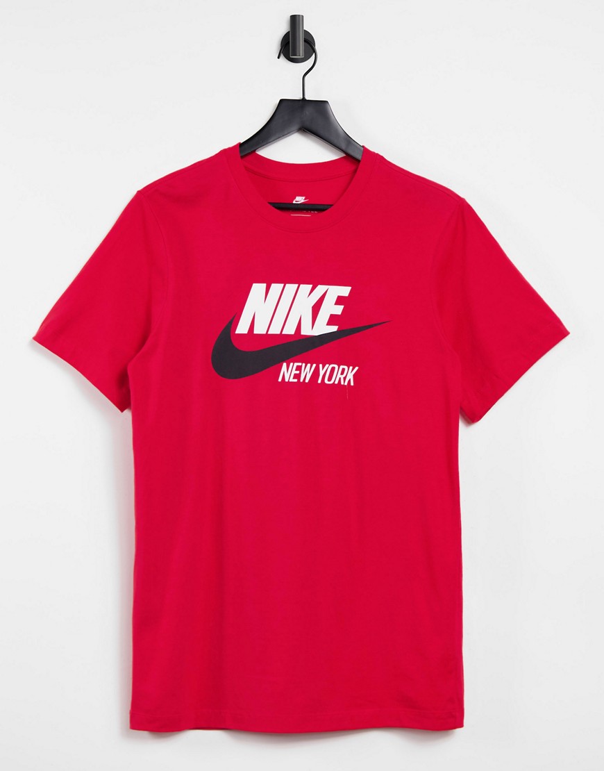 Nike NYC swoosh logo t-shirt in red