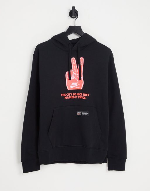 Nike NYC Twice graphic print hoodie in black