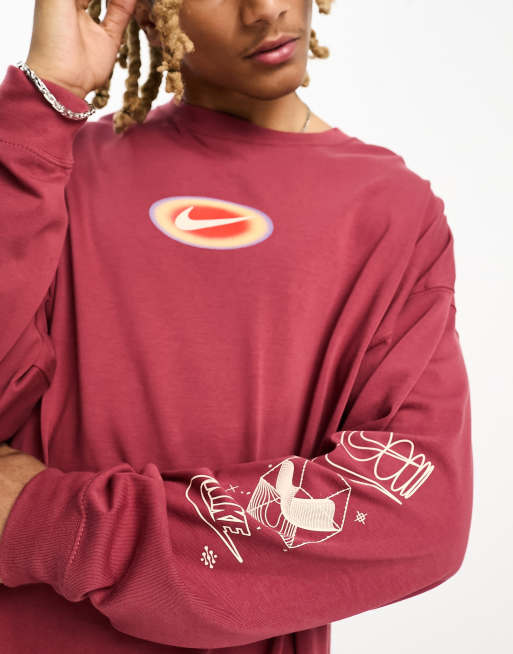 burgundy nike long sleeve