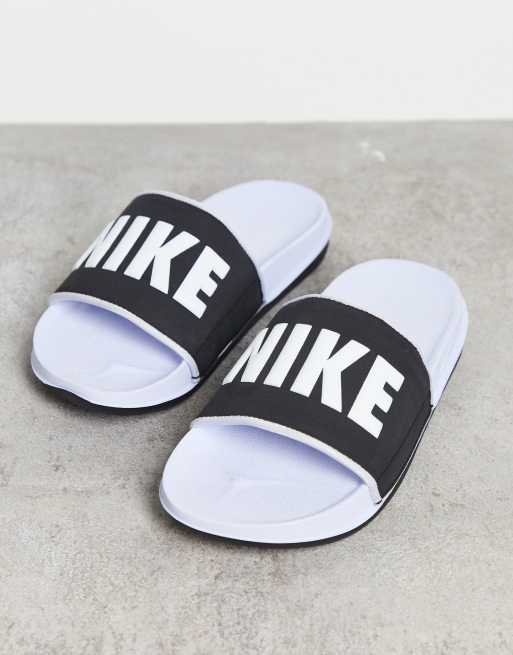 Nike offcourt sliders in black and pastel blue | ASOS