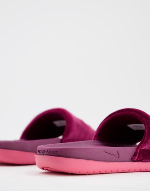 Burgundy store slides nike