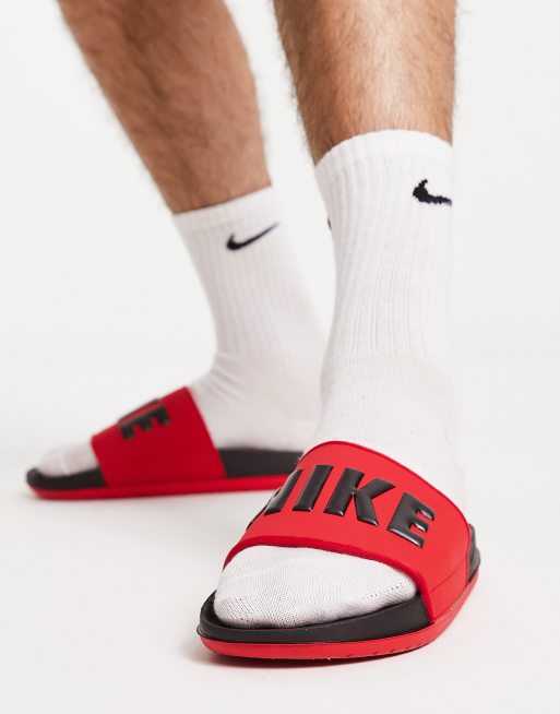 Red nike best sale offcourt slides