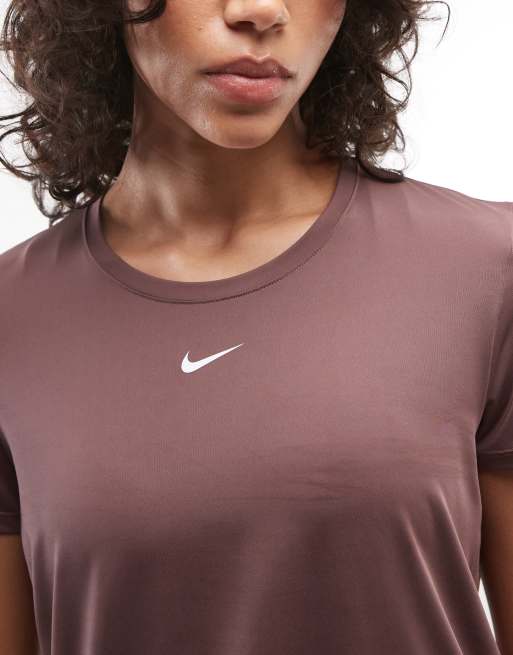 Nike One Classic short sleeve t-shirt in brown, 3 of 4