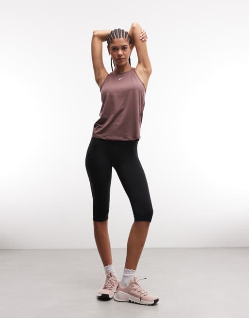 Nike One Classic sleeveless tank in brown, 2 of 4