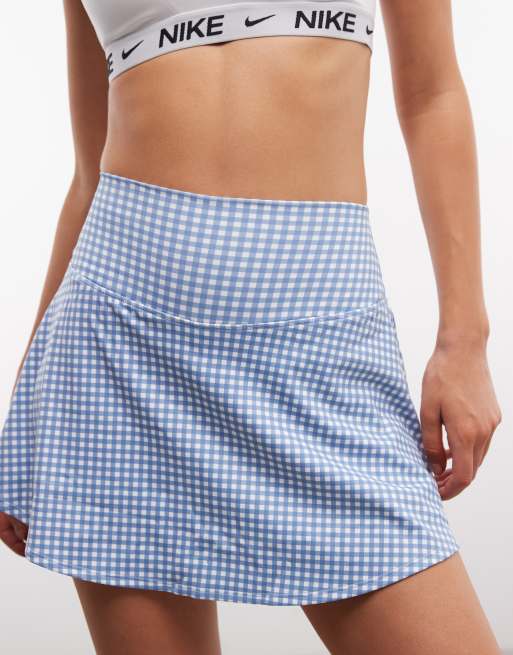 Nike One Dri-FIT 2in1 skort in blue gingham, 4 of 5