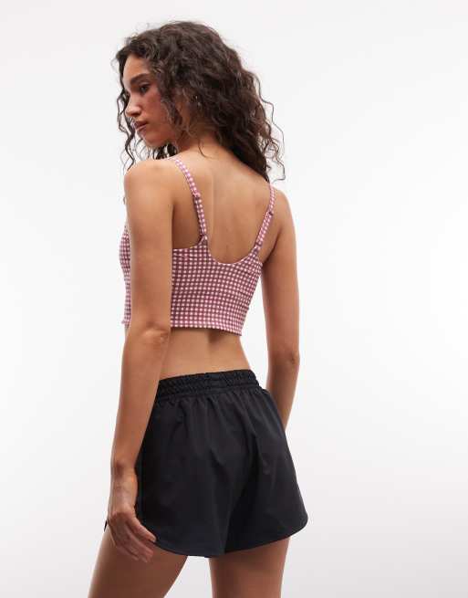 Nike One Dri-FIT bra top in pink gingham , 4 of 4