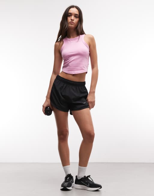 Nike One fitted DRI-Fit cropped tank top in pink, 2 of 4