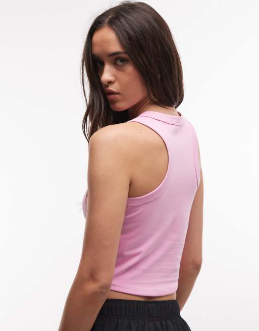 Nike One fitted DRI-Fit cropped tank top in pink, 4 of 4