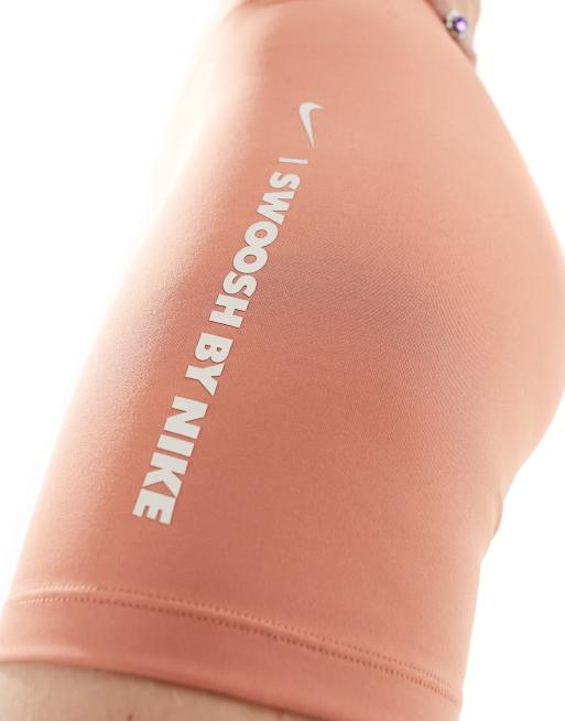 Nike One Gel Swoosh Training Dri-Fit logo shorts in orange, 4 of 5