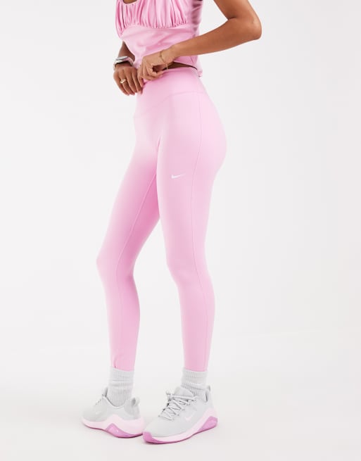Nike - One - Legging de sport sans coutures en tissu Dri-FIT avec taille haute - Rose clair, 2 de 5
