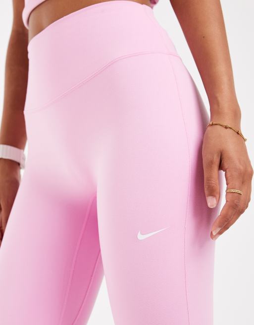 Nike - One - Legging de sport sans coutures en tissu Dri-FIT avec taille haute - Rose clair, 4 de 5