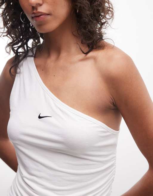 Nike one shoulder tank in white, 3 of 4